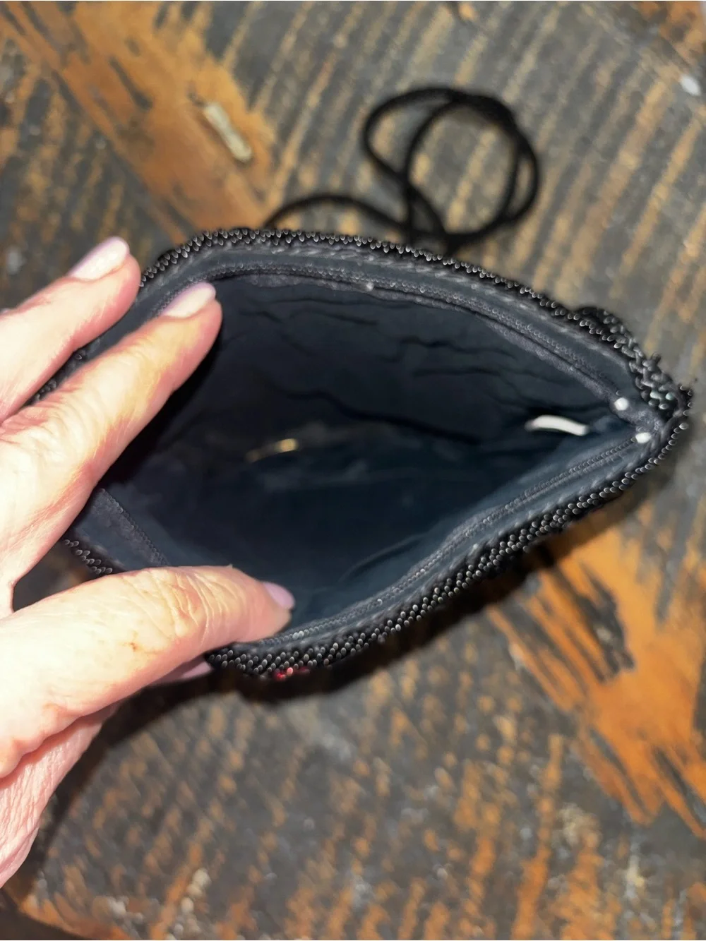 Vintage Black Sequin Floral Evening Bag